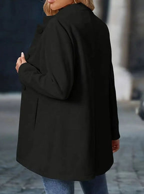 Women's Button-Front Stand-Collar Winter Coat | Amelie in Black - Juana Fashion