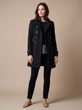 Women's Double-Breasted Wool Coat | Clara in Blue - Juana Fashion