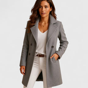 Women's Long Button-Front Coat | Frieda in Black - Juana Fashion