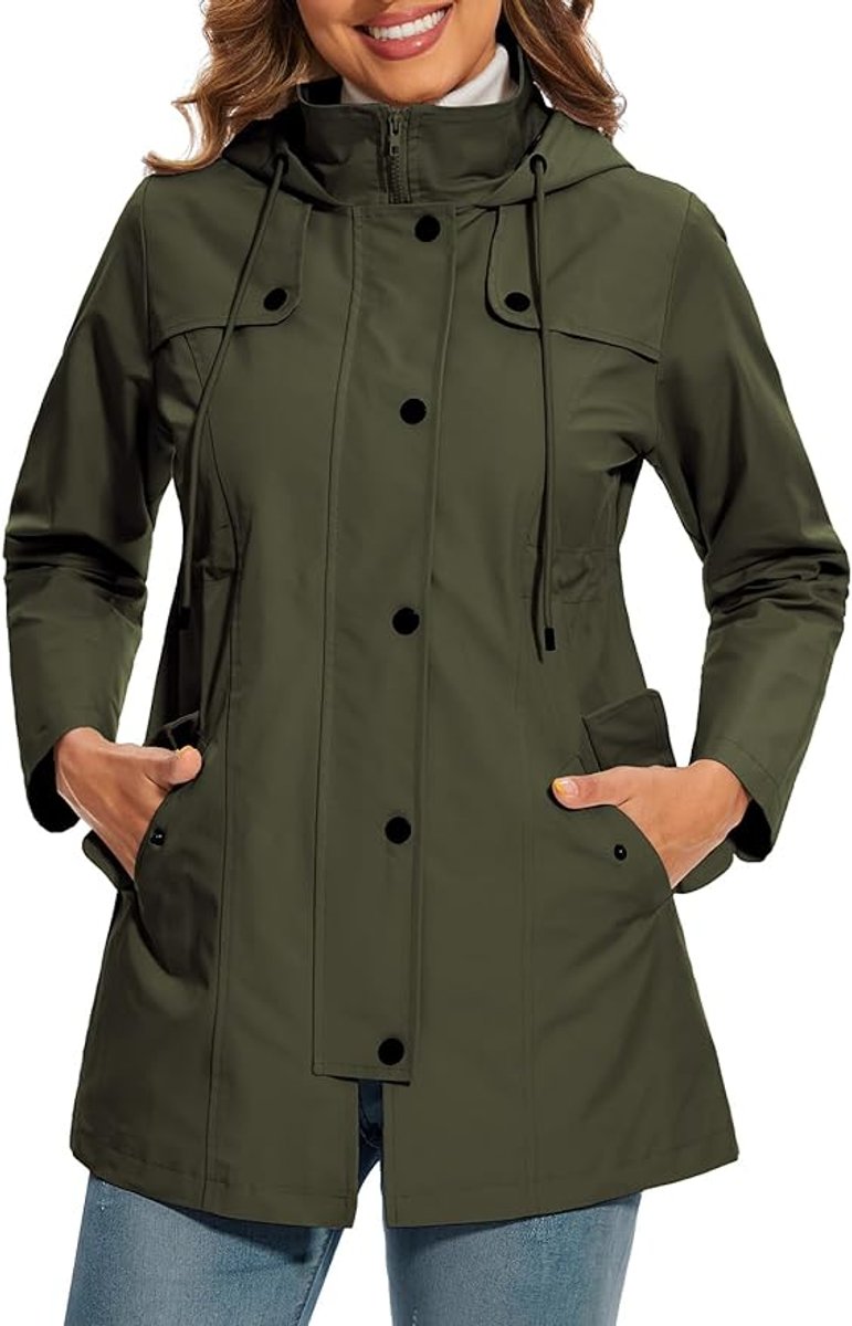 Women's Waterproof Coat with Plaid Lining | Elisabeth in Blue - Juana Fashion