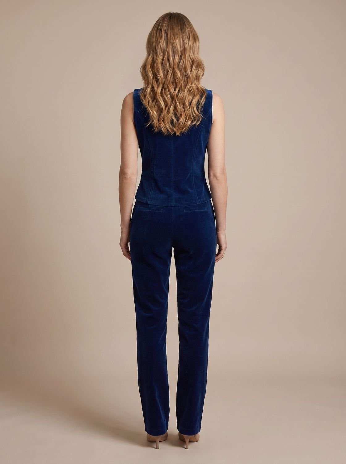 Women's Double-Breasted Velvet Vest | Greta in Navy - Juana Fashion