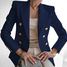 Women's Double-Breasted Blazer with Gold-Tone Buttons | Mia in Black - Juana Fashion