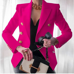 Women's Double-Breasted Blazer with Gold-Tone Buttons | Mia in Black - Juana Fashion