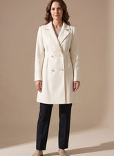 Women's Double-Breasted A-Line Wool Coat | Elisabeth in Beige - Juana Fashion