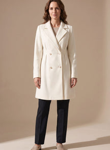 Women's Double-Breasted A-Line Wool Coat | Elisabeth in Beige - Juana Fashion