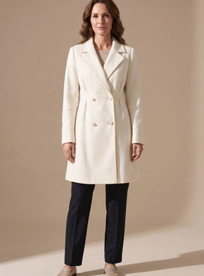 Women's Double-Breasted A-Line Wool Coat | Elisabeth in Beige - Juana Fashion