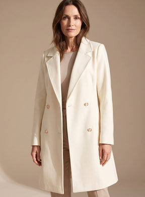 Women's Double-Breasted A-Line Wool Coat | Elisabeth in Beige - Juana Fashion