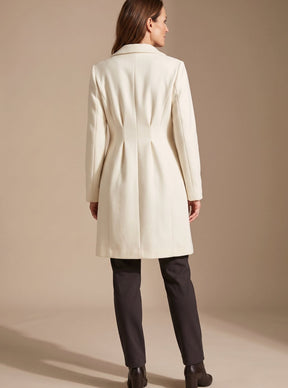 Women's Double-Breasted A-Line Wool Coat | Elisabeth in Beige - Juana Fashion