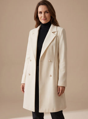 Women's Double-Breasted A-Line Wool Coat | Elisabeth - Juana Fashion