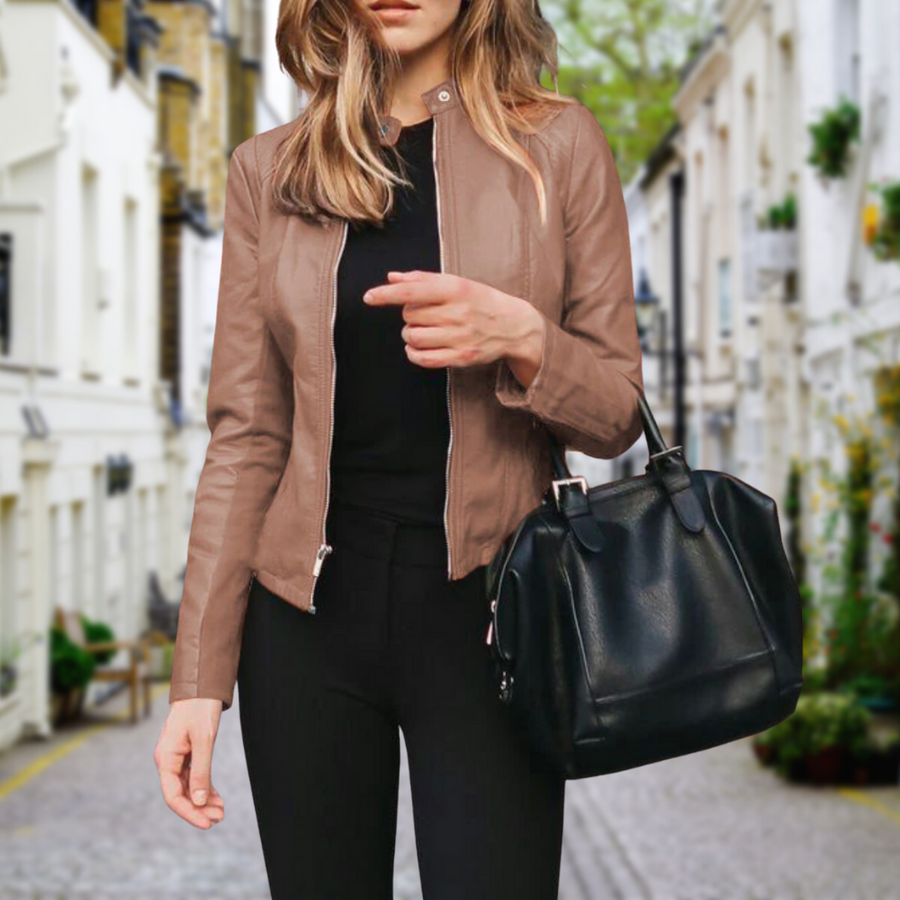Women's Zip-Up Moto-Style Jacket | Elke in Black - Juana Fashion