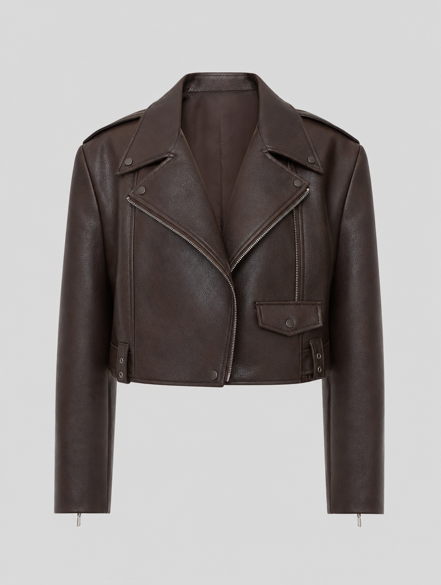 Women's Faux Leather Jacket | Danbury in Brown - Juana Fashion