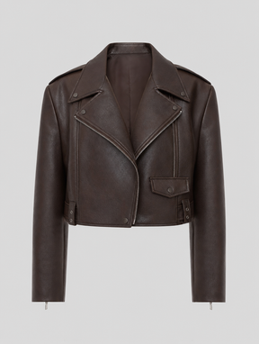Women's Faux Leather Jacket | Danbury in Brown - Juana Fashion