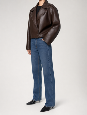 Women's Faux Leather Jacket | Danbury in Brown - Juana Fashion