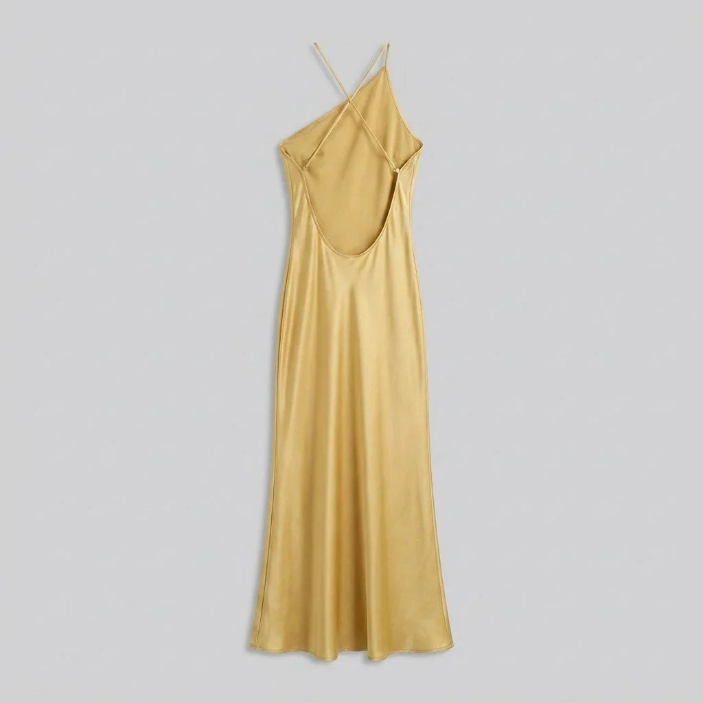 Women's One-Shoulder Satin Maxi Evening Dress | Danielle