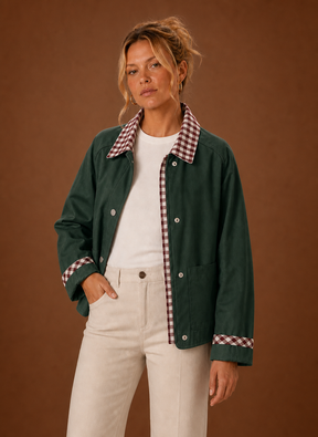Women's Plaid Collared Jacket | Bianca in Blue - Juana Fashion