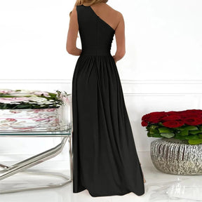 Women's One-Shoulder Wrap Maxi Dress with Slit | December