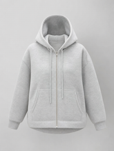 Women's Hooded Zip-Up Jacket | Denby in Light Gray - Juana Fashion