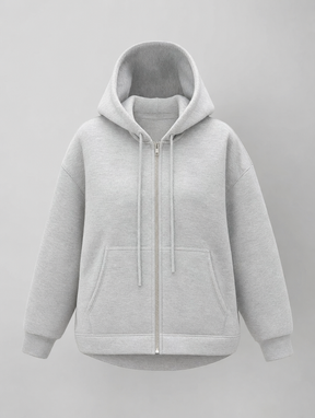 Women's Hooded Zip-Up Jacket | Denby in Light Gray - Juana Fashion