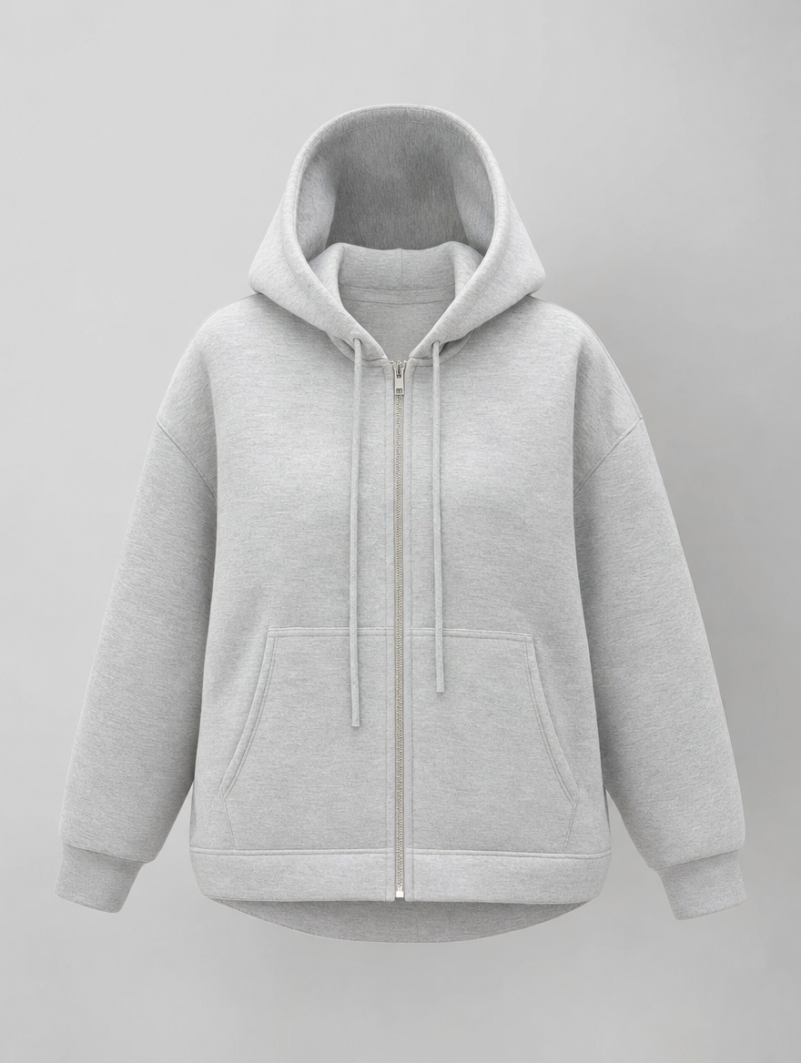 Women's Hooded Zip-Up Jacket | Denby in Light Gray - Juana Fashion