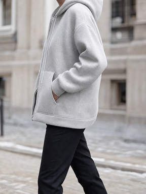 Women's Hooded Zip-Up Jacket | Denby in Light Gray - Juana Fashion