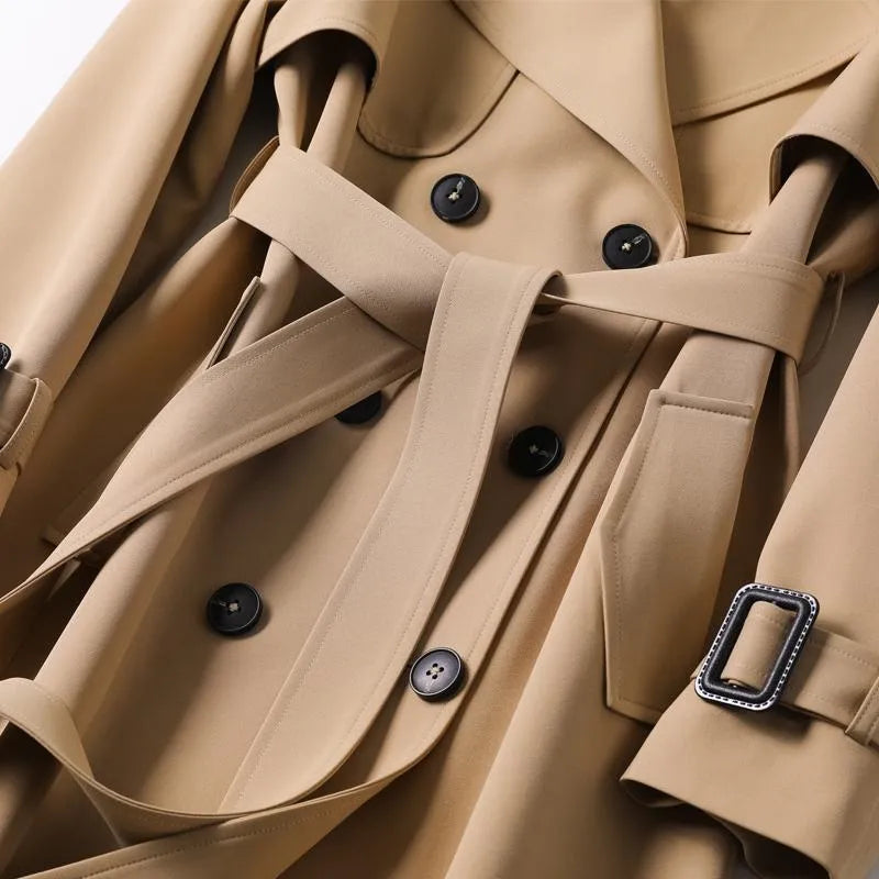 Women's Classic Belted Trench Coat | Amira in Black - Juana Fashion