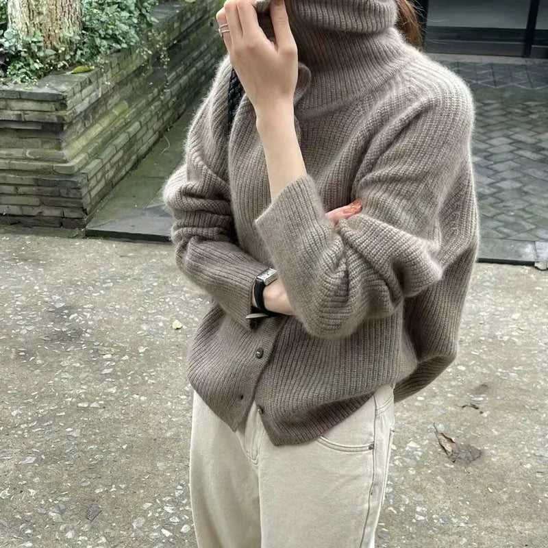 Women's Button Detail Turtleneck Sweater — View 2