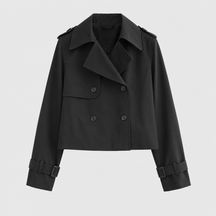 Women's Vintage-Style Cropped Trench Coat | Dorney in Khaki - Juana Fashion