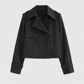 Women's Vintage-Style Cropped Trench Coat | Dorney in Khaki - Juana Fashion