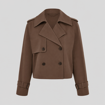 Women's Vintage-Style Cropped Trench Coat | Dorney in Black - Juana Fashion