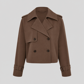 Women's Vintage-Style Cropped Trench Coat | Dorney in Black - Juana Fashion
