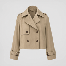 Women's Vintage-Style Cropped Trench Coat | Dorney in Khaki - Juana Fashion