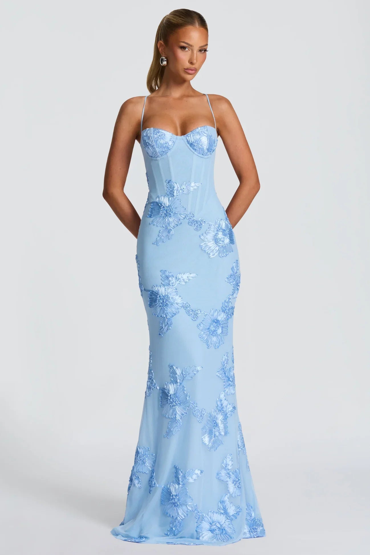 Women's Floral Applique Mermaid Maxi Prom Dress | Dorothy