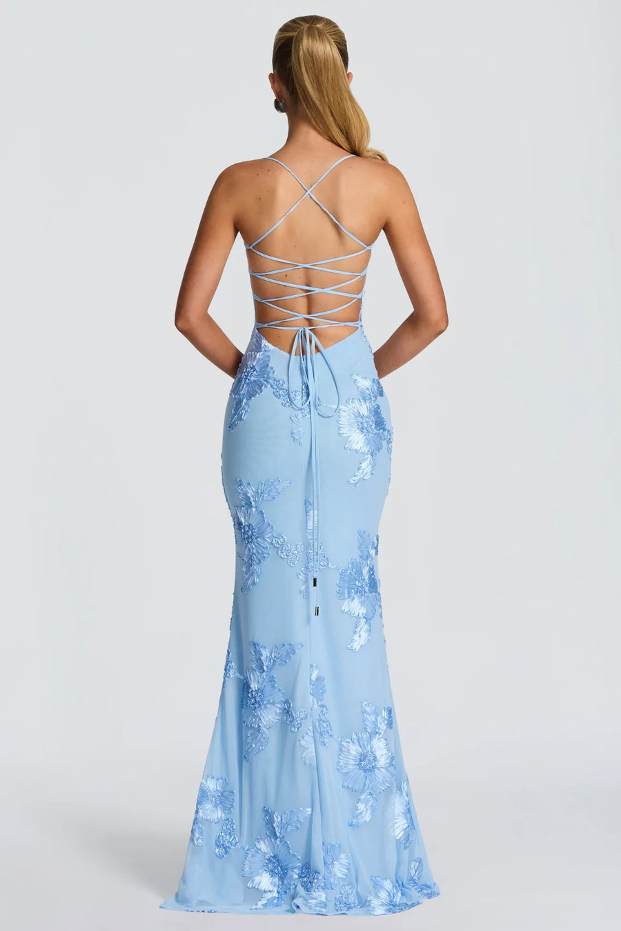 Women's Floral Applique Mermaid Maxi Prom Dress | Dorothy