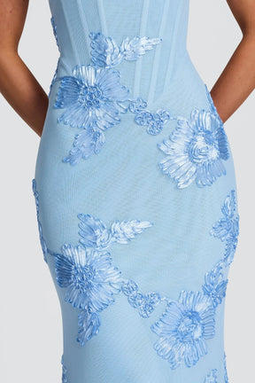 Women's Floral Applique Mermaid Maxi Prom Dress | Dorothy