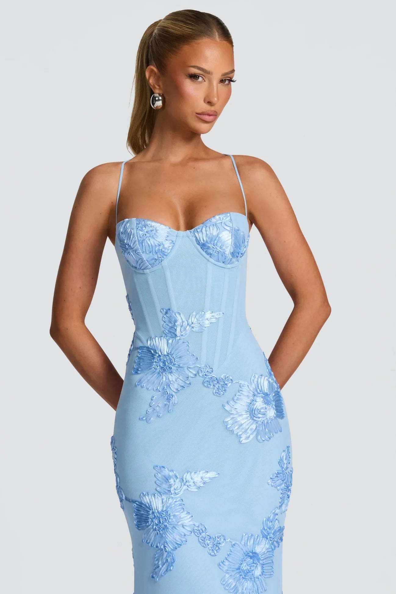 Women's Floral Applique Mermaid Maxi Prom Dress | Dorothy
