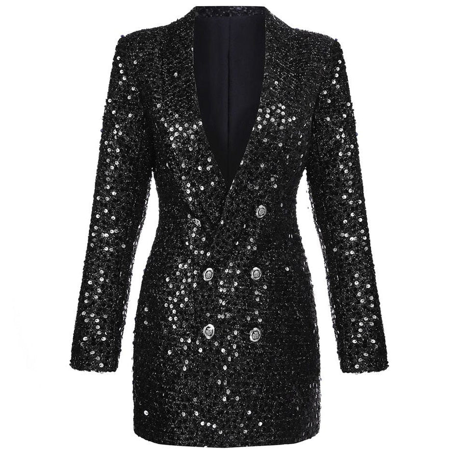 Women's Sequin Blazer Dress, Double-Breasted | Inge