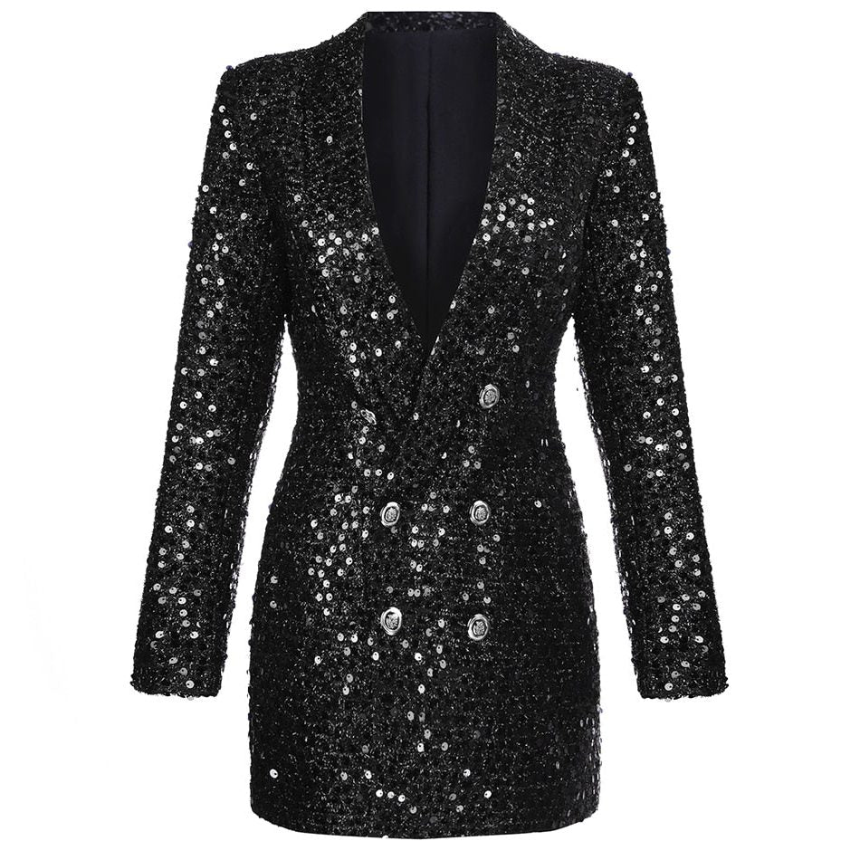 Women's Sequin Blazer Dress, Double-Breasted | Inge
