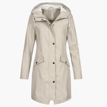 Women's Long Waterproof Hooded Coat | Bettina in Navy - Juana Fashion