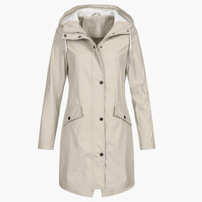 Women's Long Waterproof Hooded Coat | Bettina in Navy - Juana Fashion