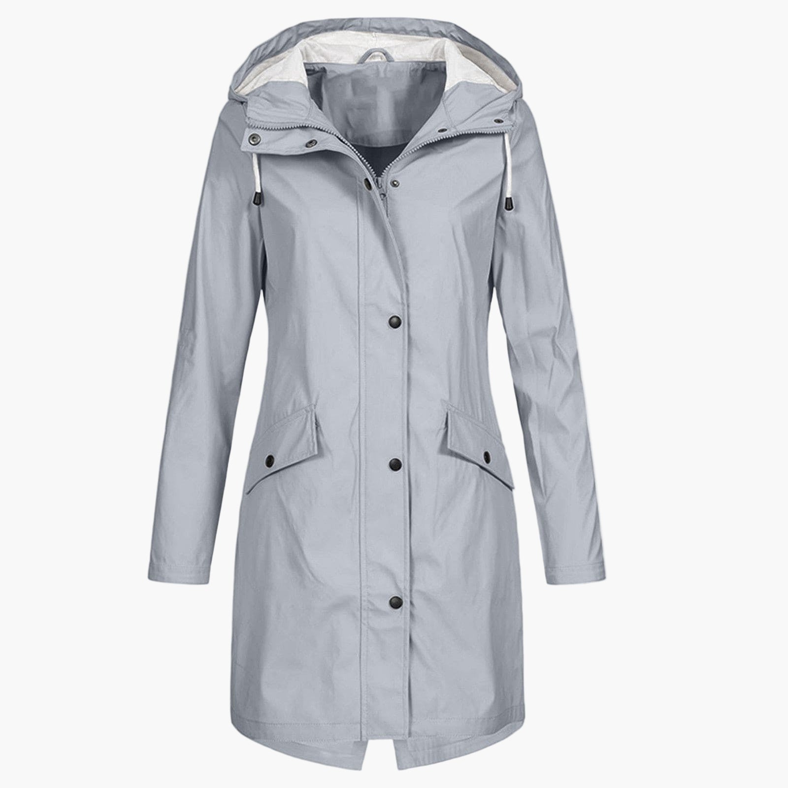 Women's Long Waterproof Hooded Coat | Bettina in Navy - Juana Fashion
