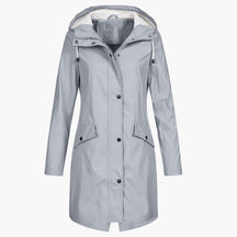 Women's Long Waterproof Hooded Coat | Bettina in Navy - Juana Fashion