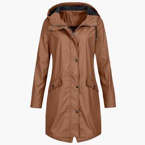 Women's Long Waterproof Hooded Coat | Bettina in Beige - Juana Fashion