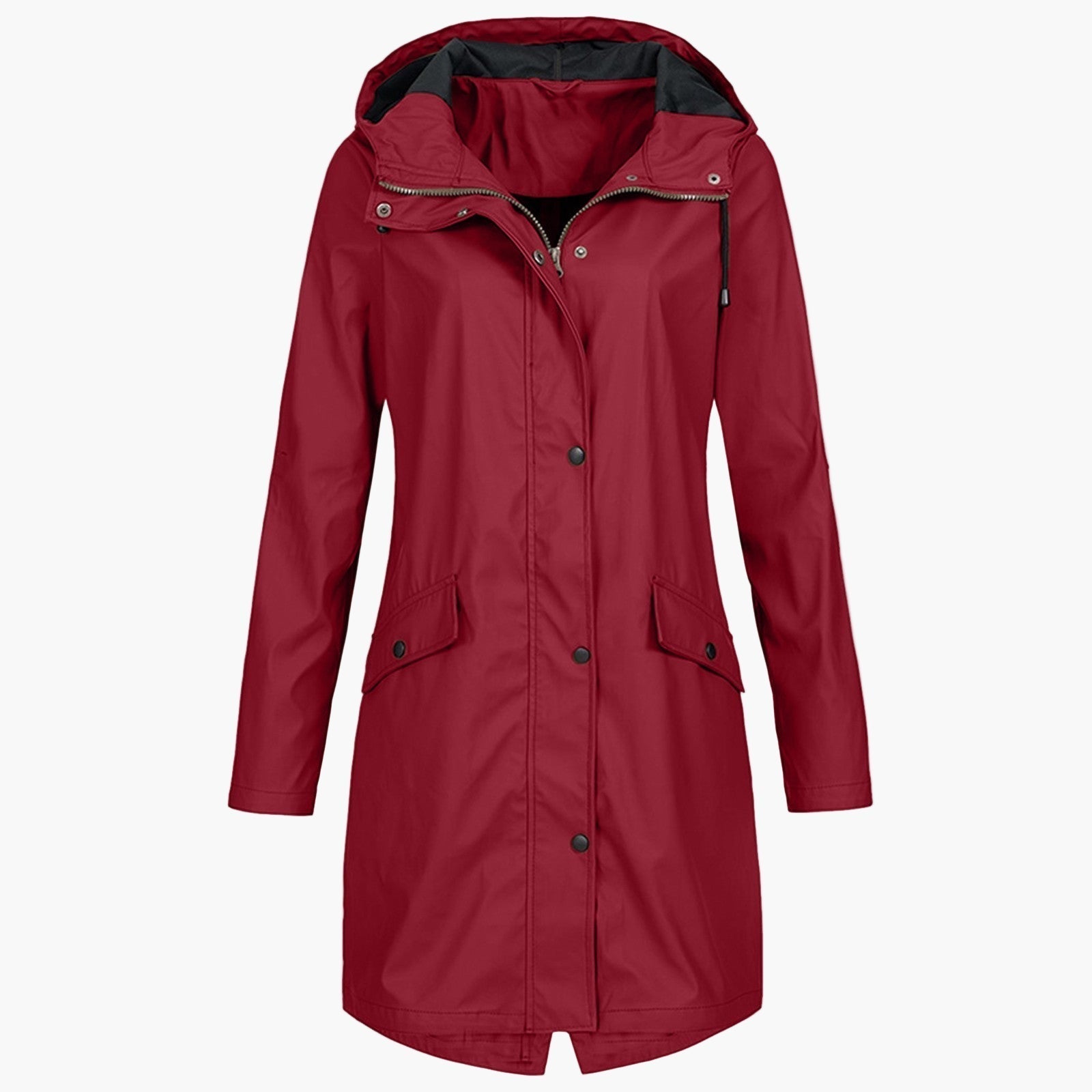 Women's Long Waterproof Hooded Coat | Bettina in Navy - Juana Fashion