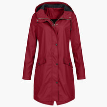 Women's Long Waterproof Hooded Coat | Bettina in Navy - Juana Fashion