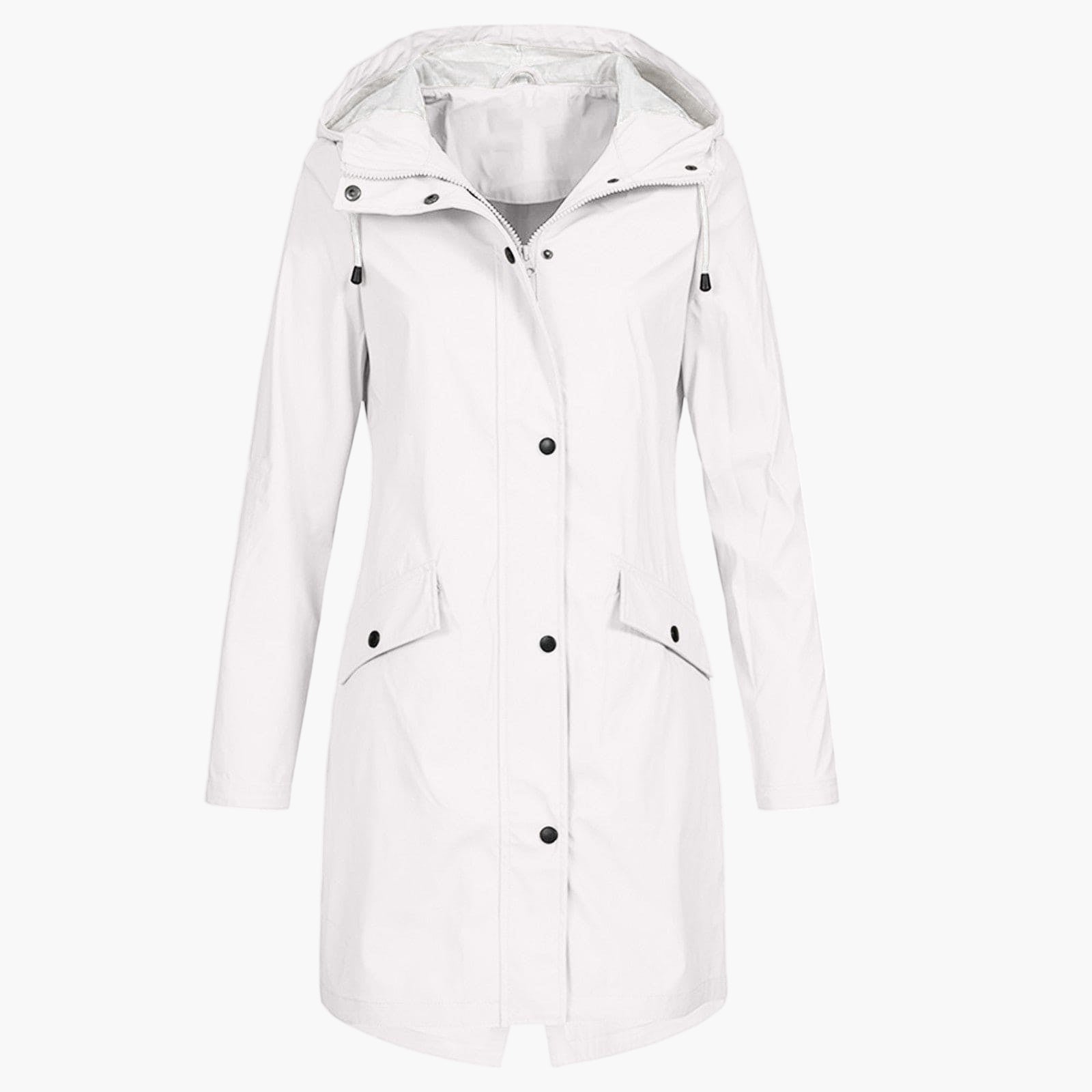 Women's Long Waterproof Hooded Coat | Bettina in Navy - Juana Fashion