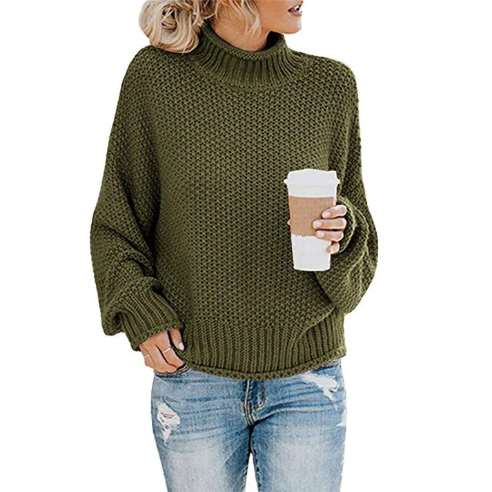 Women's Chunky Knit Turtleneck Sweater — View 4