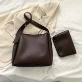 Women's Soft Faux Leather Shoulder Tote Bag in Coffee Brown by Juana Fashion