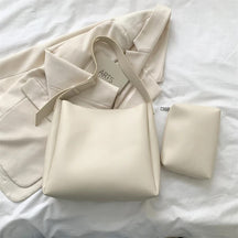 Women's Soft Faux Leather Shoulder Tote Bag in Beige by Juana Fashion