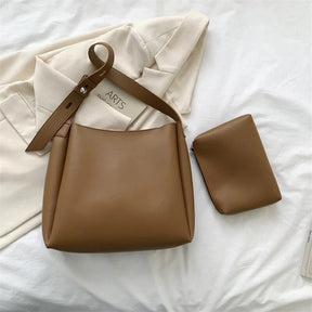 Women's Soft Faux Leather Shoulder Tote Bag in Brown by Juana Fashion