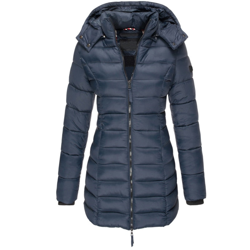 Women's Zip Front Hooded Puffer Jacket — View 1